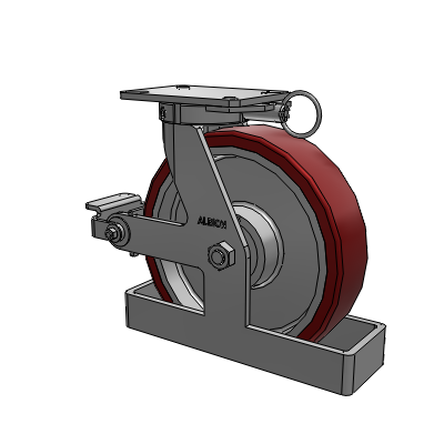 310 Series Top Plate Swivel Caster with 12 x 3 Maroon Tread on Aluminum Core AK - Crown Polyurethane (Aluminum Core) wheel and Poly Cam Brake (P)