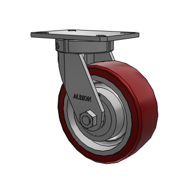 310 Series Top Plate Swivel Caster with 8 x 3 Maroon Tread on Aluminum Core AK - Crown Polyurethane (Aluminum Core) wheel