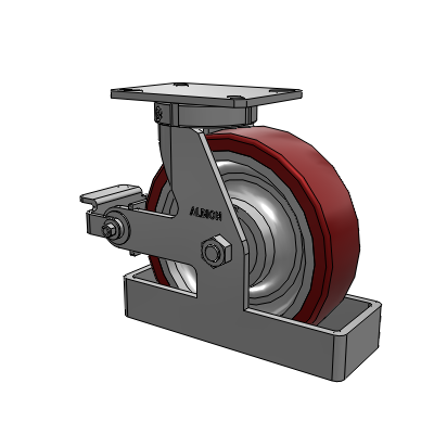 310 Series Top Plate Swivel Caster with 10 x 3 Maroon Tread on Aluminum Core AK - Crown Polyurethane (Aluminum Core) wheel and Poly Cam Brake (P)