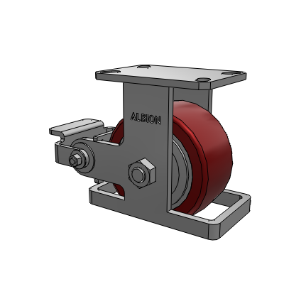 310 Series Top Plate Rigid Caster with 6 x 3 Maroon Tread on Aluminum Core AK - Crown Polyurethane (Aluminum Core) wheel and Poly Cam Brake (P)