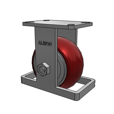 310 Series Top Plate Rigid Caster with 6 x 3 Maroon Tread on Aluminum Core AX - Round Polyurethane (Aluminum Core) wheel