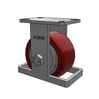 310 Series Top Plate Rigid Caster with 6 x 3 Maroon Tread on Aluminum Core AK - Crown Polyurethane (Aluminum Core) wheel