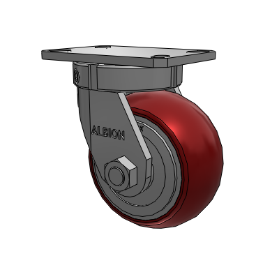 310 Series Top Plate Swivel Caster with 6 x 3 Maroon Tread on Aluminum Core AX - Round Polyurethane (Aluminum Core) wheel