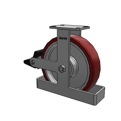310 Series Top Plate Rigid Caster with 12 x 3 Maroon Tread on Aluminum Core AK - Crown Polyurethane (Aluminum Core) wheel and Poly Lock Brake (PLB)