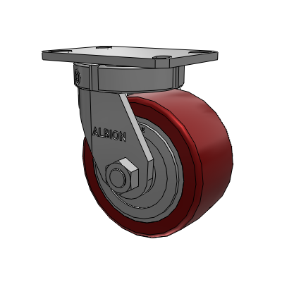 310 Series Top Plate Swivel Caster with 6 x 3 Maroon Tread on Aluminum Core AK - Crown Polyurethane (Aluminum Core) wheel