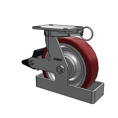 310 Series Top Plate Swivel Caster with 10 x 3 Maroon Tread on Aluminum Core AK - Crown Polyurethane (Aluminum Core) wheel and Poly Lock Brake (PLB)