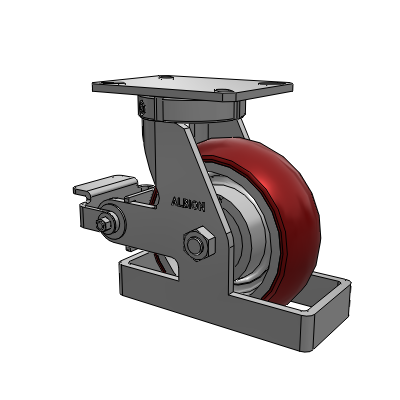 310 Series Top Plate Swivel Caster with 8 x 3 Maroon Tread on Aluminum Core AX - Round Polyurethane (Aluminum Core) wheel and Poly Cam Brake (P)