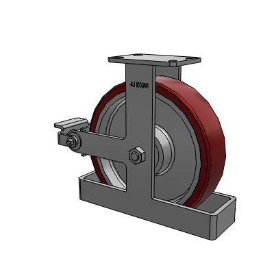 310 Series Top Plate Rigid Caster with 12 x 3 Maroon Tread on Aluminum Core AK - Crown Polyurethane (Aluminum Core) wheel and Poly Cam Brake (P)