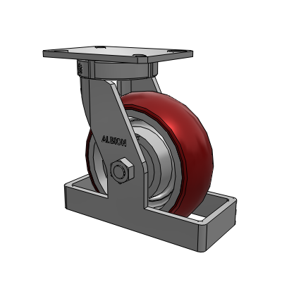 310 Series Top Plate Swivel Caster with 8 x 3 Maroon Tread on Aluminum Core AX - Round Polyurethane (Aluminum Core) wheel