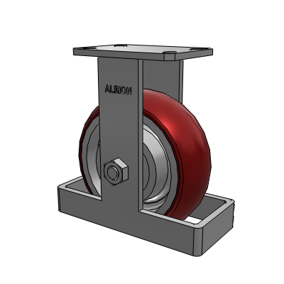 Roulette rigide à plaque supérieure de la série 310 avec bande de roulement marron 8 x 3 sur noyau en aluminium AX - Roue ronde en polyuréthane (noyau en aluminium)