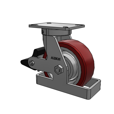 310 Series Top Plate Swivel Caster with 8 x 3 Maroon Tread on Aluminum Core AK - Crown Polyurethane (Aluminum Core) wheel and Poly Lock Brake (PLB)