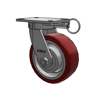 310 Series Top Plate Swivel Caster with 8 x 3 Maroon Tread on Aluminum Core AK - Crown Polyurethane (Aluminum Core) wheel