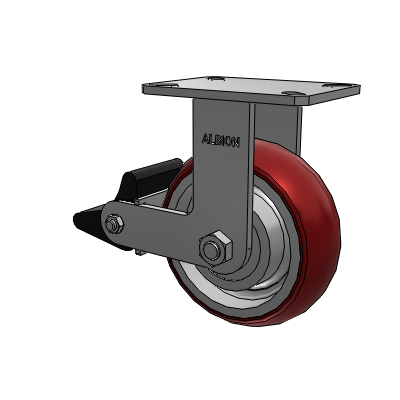 Roulette rigide à plaque supérieure de la série 310, avec bande de roulement marron 8 x 3 sur noyau en aluminium AX – Roue ronde en polyuréthane (noyau en aluminium) et frein Poly Lock (PLB)