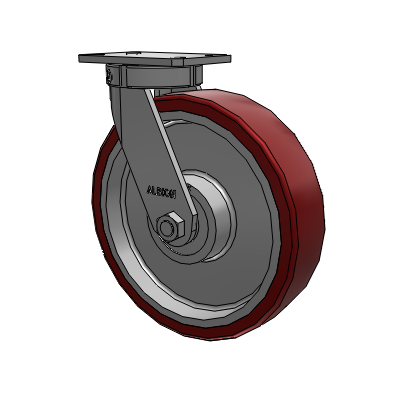 Roulette pivotante à plaque supérieure de la série 310, avec bande de roulement marron 12 x 3 sur noyau en aluminium AK - Roue Crown en polyuréthane (noyau en aluminium)
