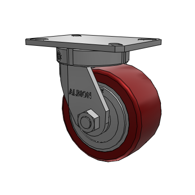 310 Series Top Plate Swivel Caster with 6 x 3 Maroon Tread on Aluminum Core AK - Crown Polyurethane (Aluminum Core) wheel