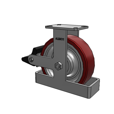 Roulette rigide à plaque supérieure de la série 310, avec bande de roulement marron 10 x 3 sur noyau en aluminium AK – roue en polyuréthane Crown (noyau en aluminium) et frein Poly Lock (PLB)