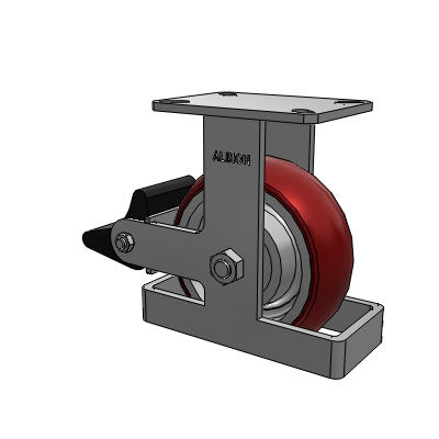 310 Series Top Plate Rigid Caster with 8 x 3 Maroon Tread on Aluminum Core AX - Round Polyurethane (Aluminum Core) wheel and Poly Lock Brake (PLB)