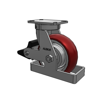 310 Series Top Plate Swivel Caster with 8 x 3 Maroon Tread on Aluminum Core AX - Round Polyurethane (Aluminum Core) wheel and Poly Lock Brake (PLB)