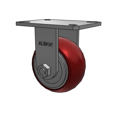 310 Series Top Plate Rigid Caster with 6 x 3 Maroon Tread on Aluminum Core AX - Round Polyurethane (Aluminum Core) wheel