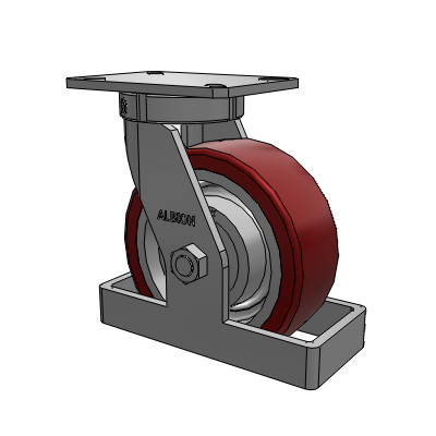 310 Series Top Plate Swivel Caster with 8 x 3 Maroon Tread on Aluminum Core AK - Crown Polyurethane (Aluminum Core) wheel