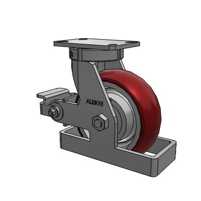 310 Series Top Plate Swivel Caster with 8 x 3 Maroon Tread on Aluminum Core AX - Round Polyurethane (Aluminum Core) wheel and Poly Cam Brake (P)