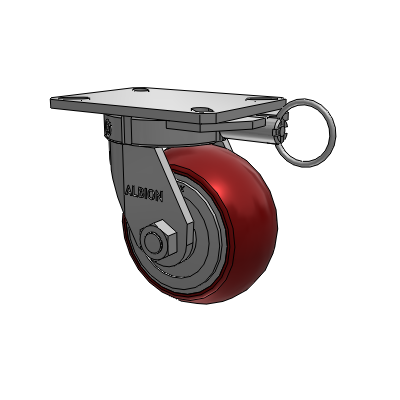 310 Series Top Plate Swivel Caster with 6 x 3 Maroon Tread on Aluminum Core AX - Round Polyurethane (Aluminum Core) wheel