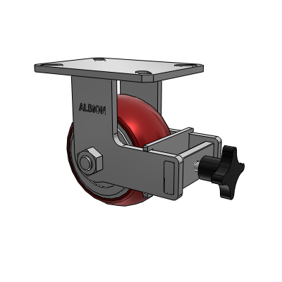 310 Series Top Plate Rigid Caster with 6 x 3 Maroon Tread on Aluminum Core AX - Round Polyurethane (Aluminum Core) wheel and Face Brake (F)