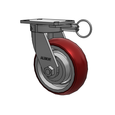 310 Series Top Plate Swivel Caster with 8 x 3 Maroon Tread on Aluminum Core AX - Round Polyurethane (Aluminum Core) wheel