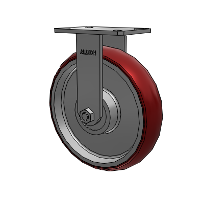 310 Series Top Plate Rigid Caster with 12 x 3 Maroon Tread on Aluminum Core AX - Round Polyurethane (Aluminum Core) wheel