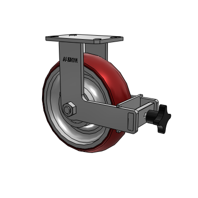 310 Series Top Plate Rigid Caster with 10 x 3 Maroon Tread on Aluminum Core AX - Round Polyurethane (Aluminum Core) wheel and Face Brake (F)