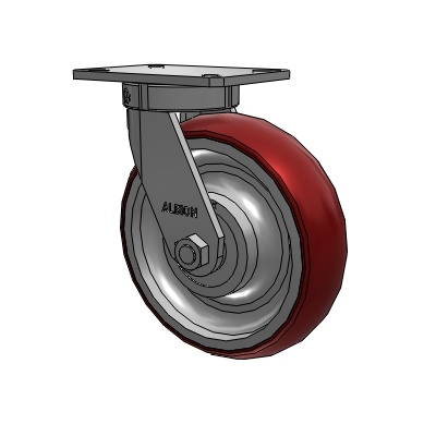 310 Series Top Plate Swivel Caster with 10 x 3 Maroon Tread on Aluminum Core AX - Round Polyurethane (Aluminum Core) wheel