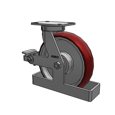 310 Series Top Plate Swivel Caster with 12 x 3 Maroon Tread on Aluminum Core AX - Round Polyurethane (Aluminum Core) wheel and Poly Cam Brake (P)