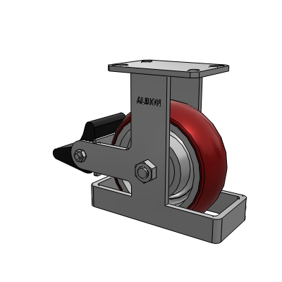 310 Series Top Plate Rigid Caster with 8 x 3 Maroon Tread on Aluminum Core AX - Round Polyurethane (Aluminum Core) wheel and Poly Lock Brake (PLB)