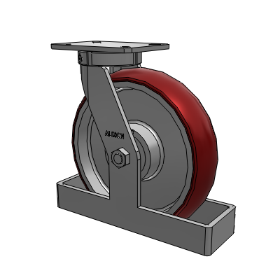 310 Series Top Plate Swivel Caster with 12 x 3 Maroon Tread on Aluminum Core AX - Round Polyurethane (Aluminum Core) wheel