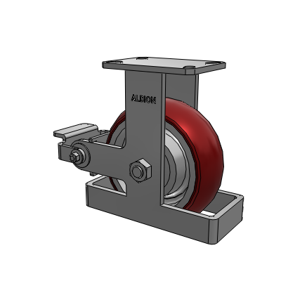 310 Series Top Plate Rigid Caster with 8 x 3 Maroon Tread on Aluminum Core AX - Round Polyurethane (Aluminum Core) wheel and Poly Cam Brake (P)