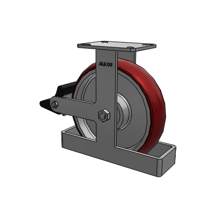310 Series Top Plate Rigid Caster with 12 x 3 Maroon Tread on Aluminum Core AX - Round Polyurethane (Aluminum Core) wheel and Poly Lock Brake (PLB)