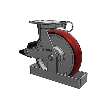 310 Series Top Plate Swivel Caster with 12 x 3 Maroon Tread on Aluminum Core AX - Round Polyurethane (Aluminum Core) wheel and Poly Lock Brake (PLB)