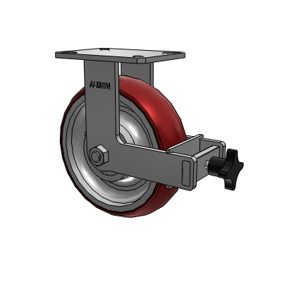 310 Series Top Plate Rigid Caster with 10 x 3 Maroon Tread on Aluminum Core AX - Round Polyurethane (Aluminum Core) wheel and Face Brake (F)