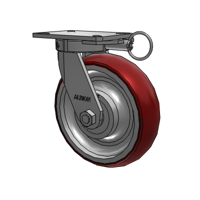 310 Series Top Plate Swivel Caster with 10 x 3 Maroon Tread on Aluminum Core AX - Round Polyurethane (Aluminum Core) wheel