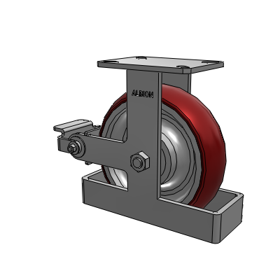 310 Series Top Plate Rigid Caster with 10 x 3 Maroon Tread on Aluminum Core AX - Round Polyurethane (Aluminum Core) wheel and Poly Cam Brake (P)