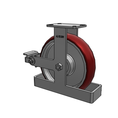 310 Series Top Plate Rigid Caster with 12 x 3 Maroon Tread on Aluminum Core AX - Round Polyurethane (Aluminum Core) wheel and Poly Cam Brake (P)