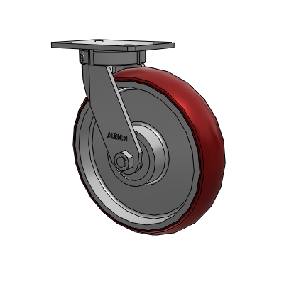 310 Series Top Plate Swivel Caster with 12 x 3 Maroon Tread on Aluminum Core AX - Round Polyurethane (Aluminum Core) wheel