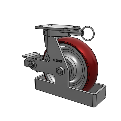 310 Series Top Plate Swivel Caster with 10 x 3 Maroon Tread on Aluminum Core AX - Round Polyurethane (Aluminum Core) wheel and Poly Cam Brake (P)