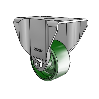 2 Series Casters Top Plate Rigid Zinc Rigid Caster with 2.5 x 1.25 Green Cast Iron Wheel