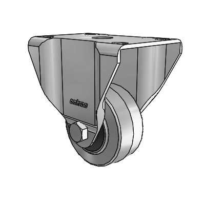 2 Series Casters Top Plate Rigid Zinc Rigid Caster with 2.5 x 1.25 Grey on Black Performa Rubber (Flat/Conductive) Wheel