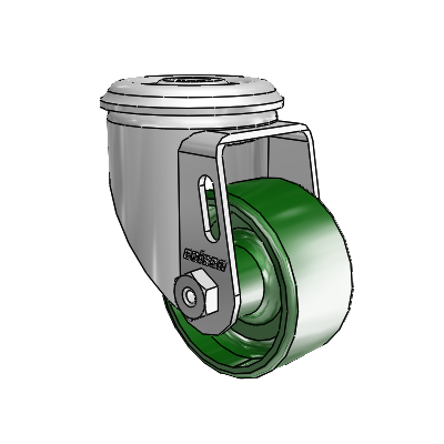 2 Series Modular Stem Zinc Swivel Caster Caster with 2.5 x 1.25 Green Cast Iron Wheel