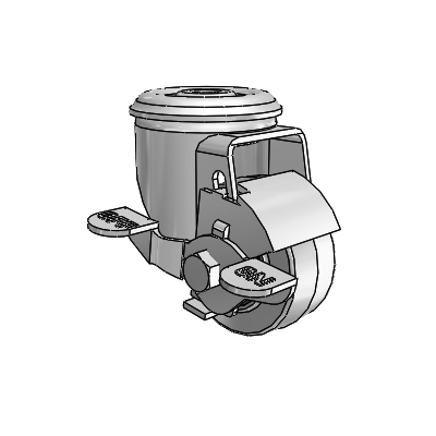 2 Series Modular Stem Zinc Swivel Caster Caster with 2.5 x 1.25 Grey on Black Performa Rubber (Flat/Conductive) Wheel and Top Lock Brake