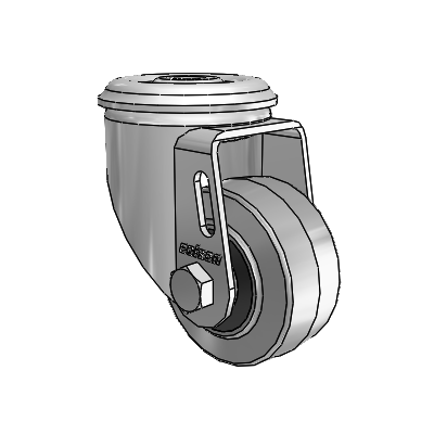 2 Series Modular Stem Zinc Swivel Caster Caster with 2.5 x 1.25 Grey on Black Performa Rubber (Flat/Conductive) Wheel