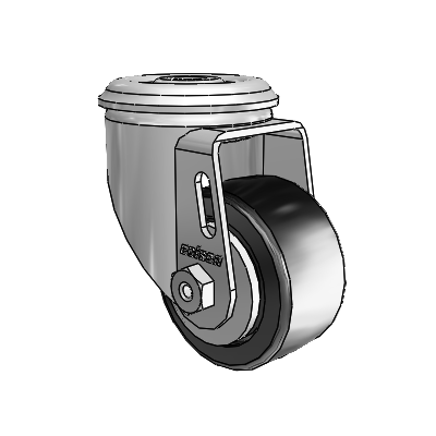 2 Series Modular Stem Zinc Swivel Caster Caster with 2.5 x 1.25 Black Polyolefin Wheel