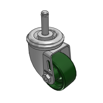 2 Series Casters Grip Ring Stem Caster with 2.5 x 1.25 Cast Iron Wheel